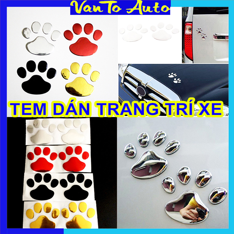 Tem Dấu Chân 3D Trang Trí Ô Tô
