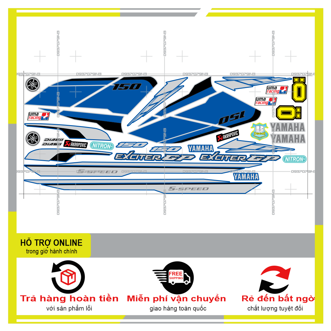 TEM RỜI EXCITER 150 2016 BẠC XANH GP