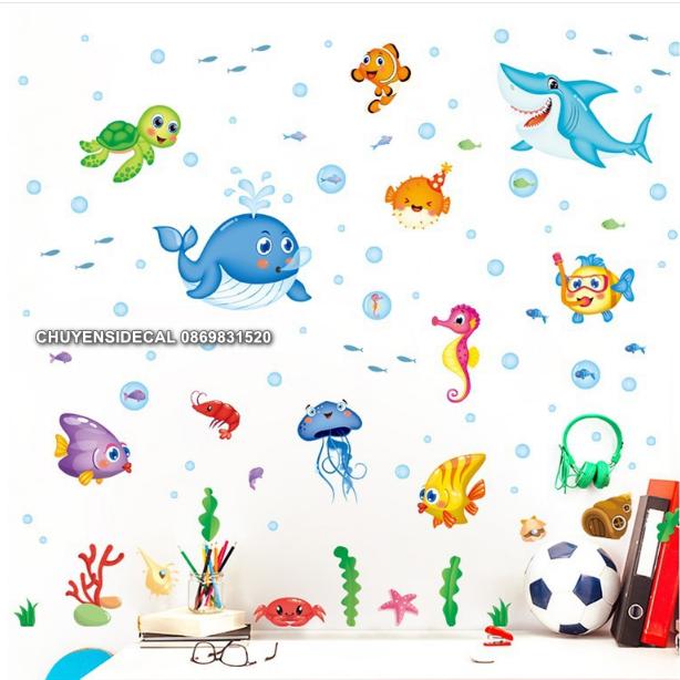 [HCM]Decal trang trí tường - Cá Mập Đại Dương 02