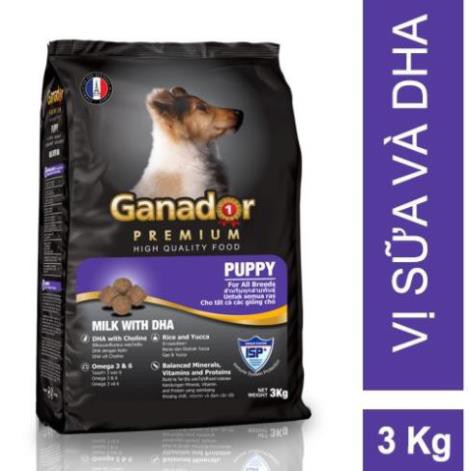 (Bao 3kg) Thức ăn dạng hạt cao cấp GANADOR thức ăn cho chó mọi lứa tuổi
