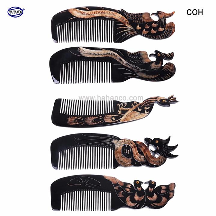 Lược sừng đen hình Rồng - COH122B (Size: L - 18cm)  Quà tặng rất đẹp - Horn Comb of HAHANCO - Chăm sóc tóc