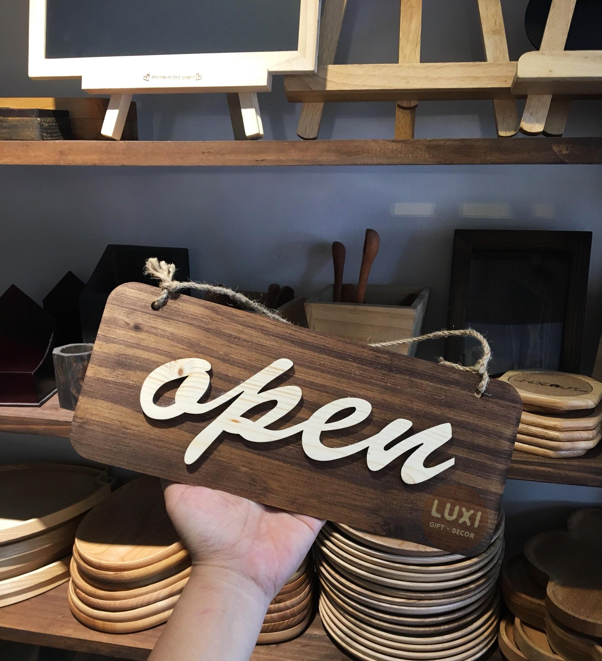 Bảng gỗ treo cửa 2 mặt Open – Close mã 23 LUXI decor