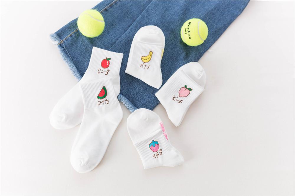 COMBO 5 ĐÔI TẤT VỚ TRẮNG TRÁI CÂY