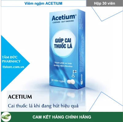 [HCM]ACETIUM LOZENGE [Hộp 30 viên] - Viên ngậm Cai thuốc lá Acetium - Hỗ trợ cai thành công sau 1-3 tháng