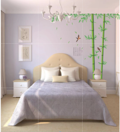 Decal dán tường cây tre và 2 chú chim