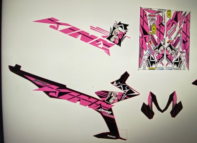 Tem Rời Suzuki Raider 150 King Drag Hồng Đen Tặng Kèm Logo