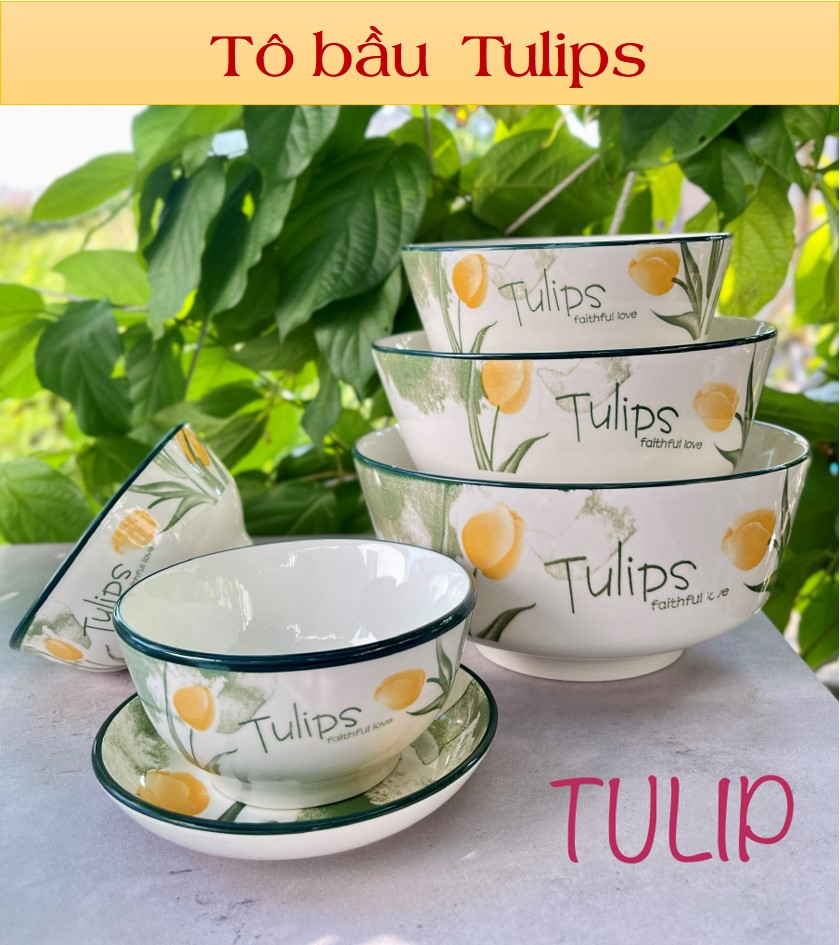 TÔ BẦU GỐM SỨ 4D HỌA TIẾT TULIPS - ĐỦ SIZE ( 6 ,7, 8)