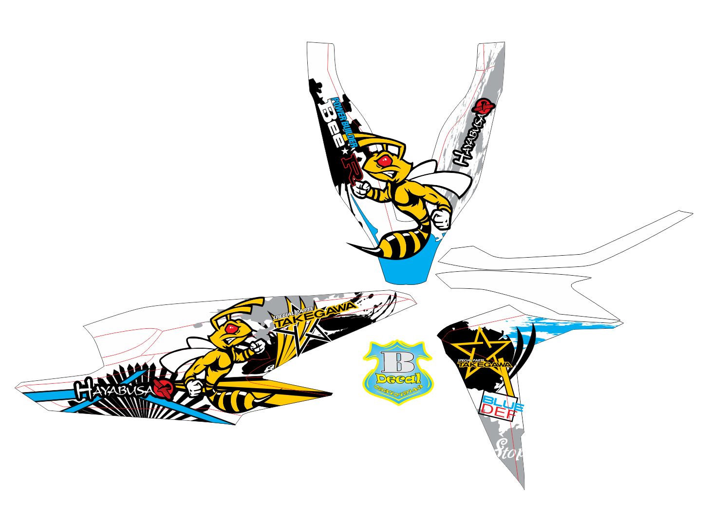 Tem rời vario 150 ong bắp cày hayabusa dán xe trắng