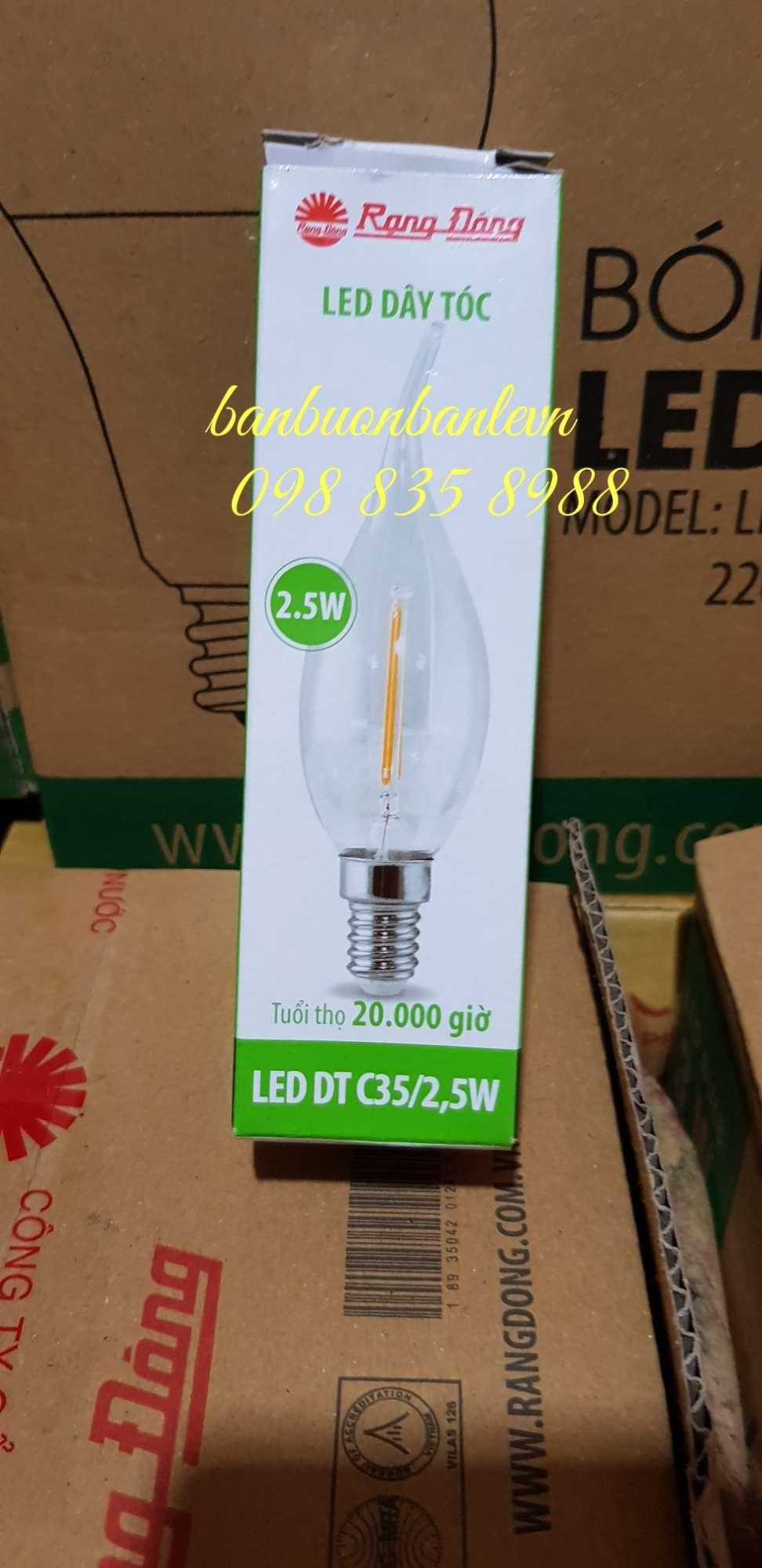 Bóng đèn LED nến dây tóc 2,5w Rạng Đông