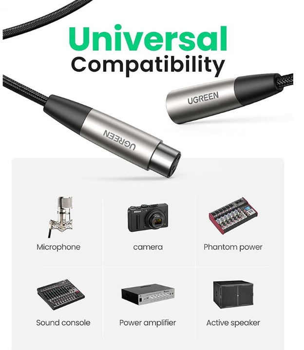 Cáp Nối Dài MIC XLR 3pin Ugreen ( 3m 20504 , 5m 40492 ) Chính Hãng