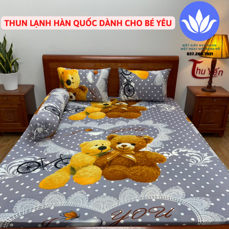 Ga/Drap lẻ thun lạnh in 3D HÀN QUỐC -CAO CẤP (size 1.4*2m nệm dưới 20cm)