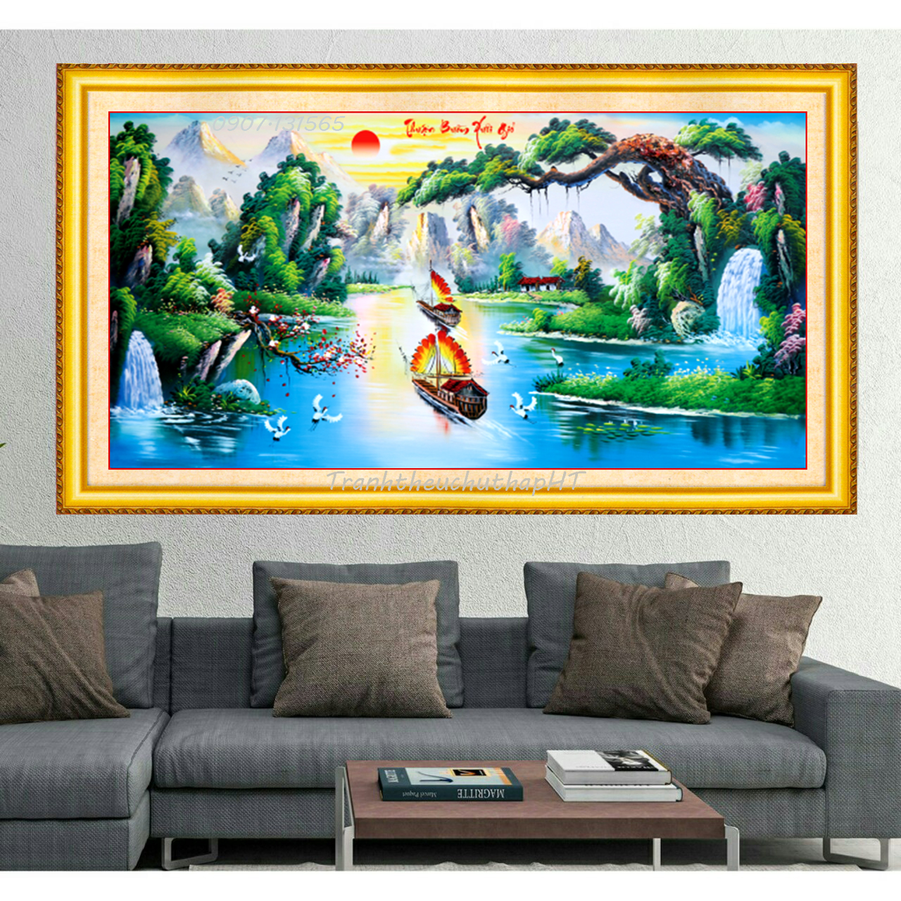 [HCM]Tranh thêu chữ thập thuận buồm xuôi gió LV3044 - tự thêu