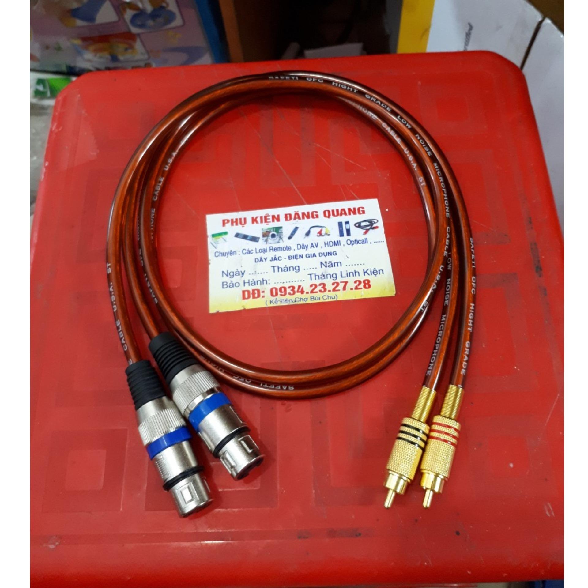 Cặp dây jack canon Cái ra AV 0.5m tốt ( canon sọc xanh )