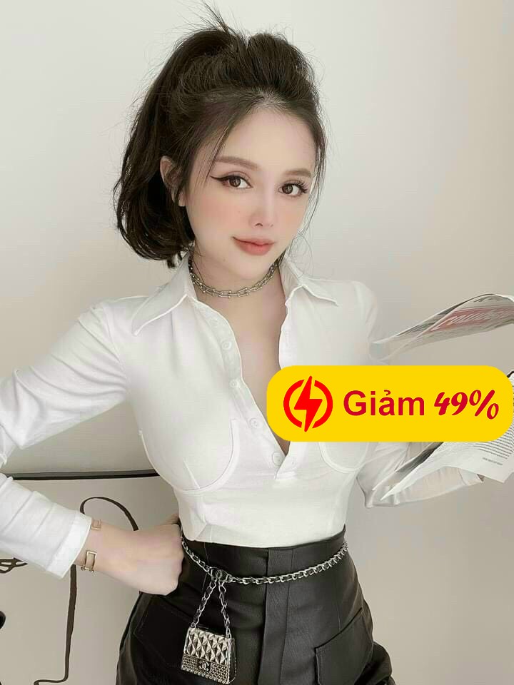 Áo Borip Tay Dài Kiểu Sơ Mi Croptop Có Cúp Ngực Bo Eo Phong Cách Chất Vải Thoáng Mát Dễ Chịu TTKXA0221
