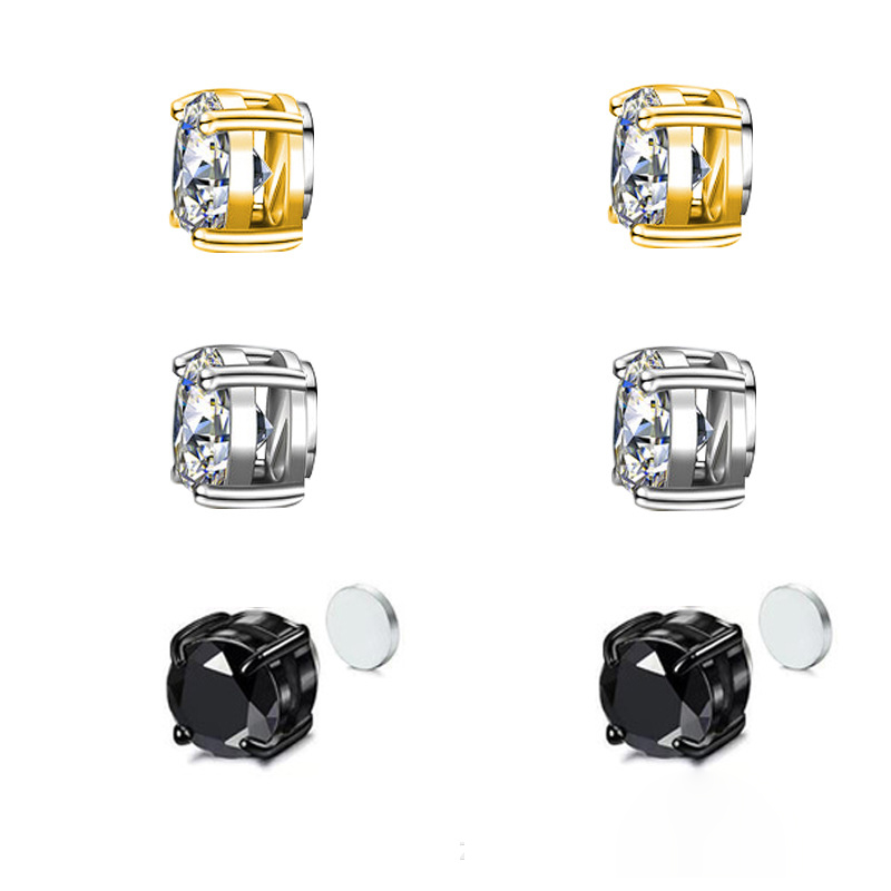 1 chiếc - Bông tai zircon nam châm không cần lỗ xỏ