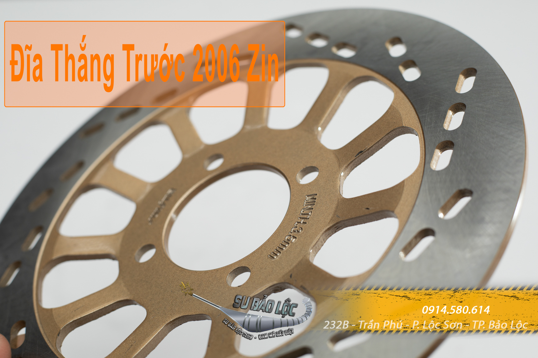 Đĩa Thắng Trước Satria 2006 -- XIPO 2003 Loại 1 (lòng vàng)