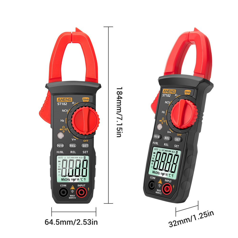 Smart Sensor 4000 Counts Digital AC Current Clamp Meter 400A Automatic Range Backlight Voltage Meter Clamp Gauge NCV Test Clamp Ammeter Universal Meter Tester Temperature /Capacitance/ Diode / AC Current / AC/DC Voltage / Resistance / Frequency