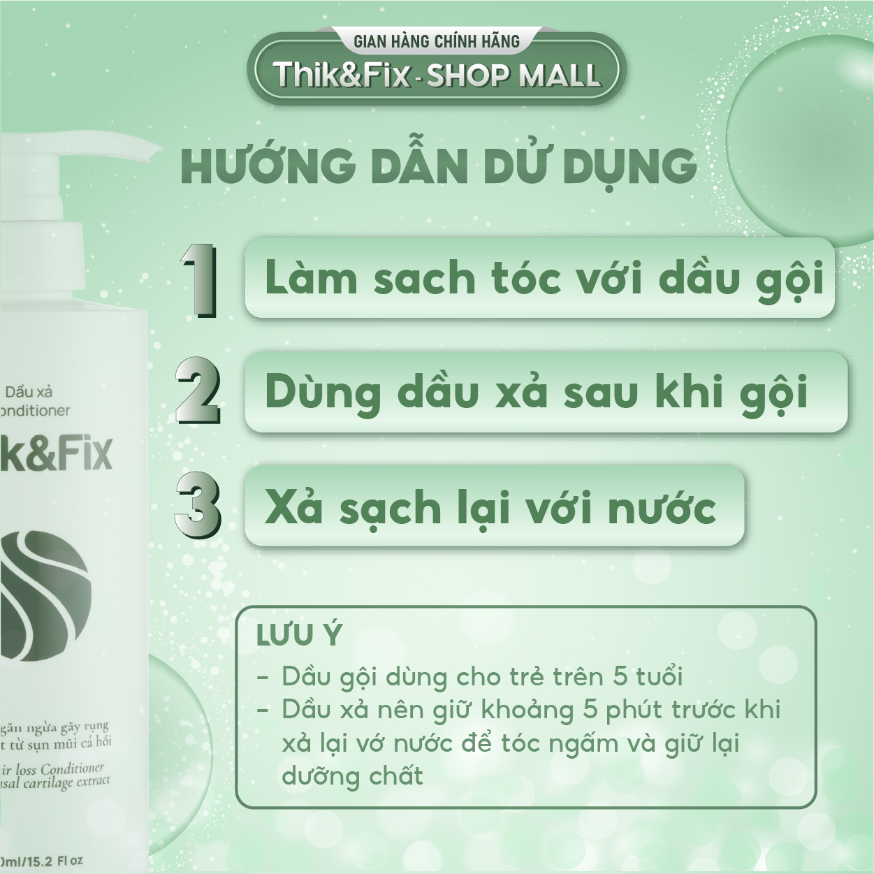 Cặp dầu gội - dầu xả Thik&Fix kích thíc mọc tóc cho Nam