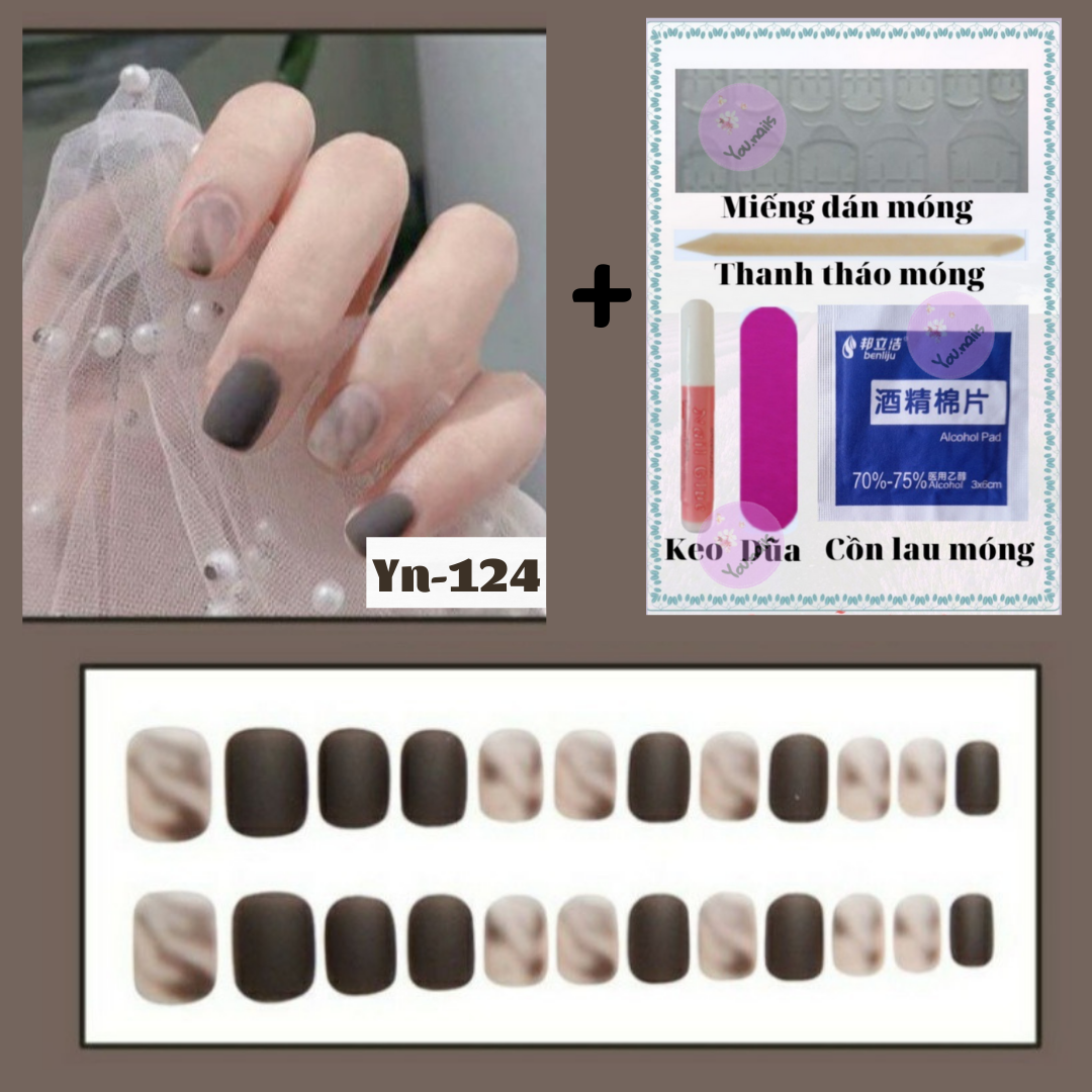 [Tặng 5 Phụ Kiện]  Set 24 Móng Tay Giả Họa Tiết 3D (Mã Yn121- Yn130)