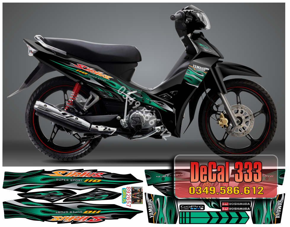 Tem Rời SIRIUS 110cc 50cc RC mẫu LỬA BỐC CHÁY 892657 - NHIỀU LỰA CHỌN MÀU (Sticker sirius)
