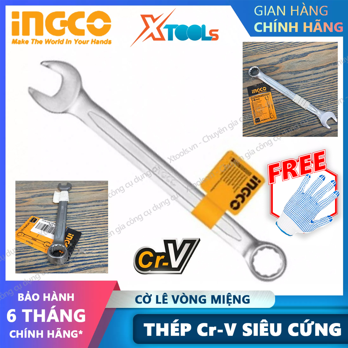 Ring spanner mouth ingco đủ sizes, power wrench hexagonal steel material c-rv ultra hard durable anti-rust warping corrosion [xtool] [xsafe]
