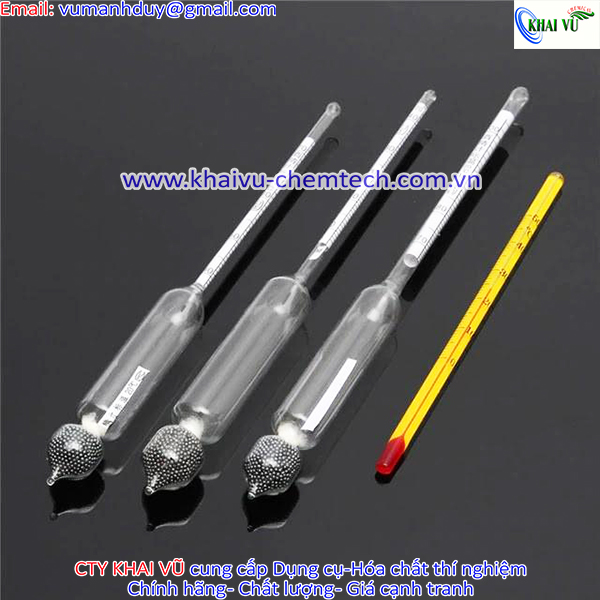 [HCM]Dụng Cụ Đo Khối Lượng Riêng Chất Lỏng - Tỷ Trọng Kế - Phù Kế Đo Loại Tốt, vạch chia 0.001g