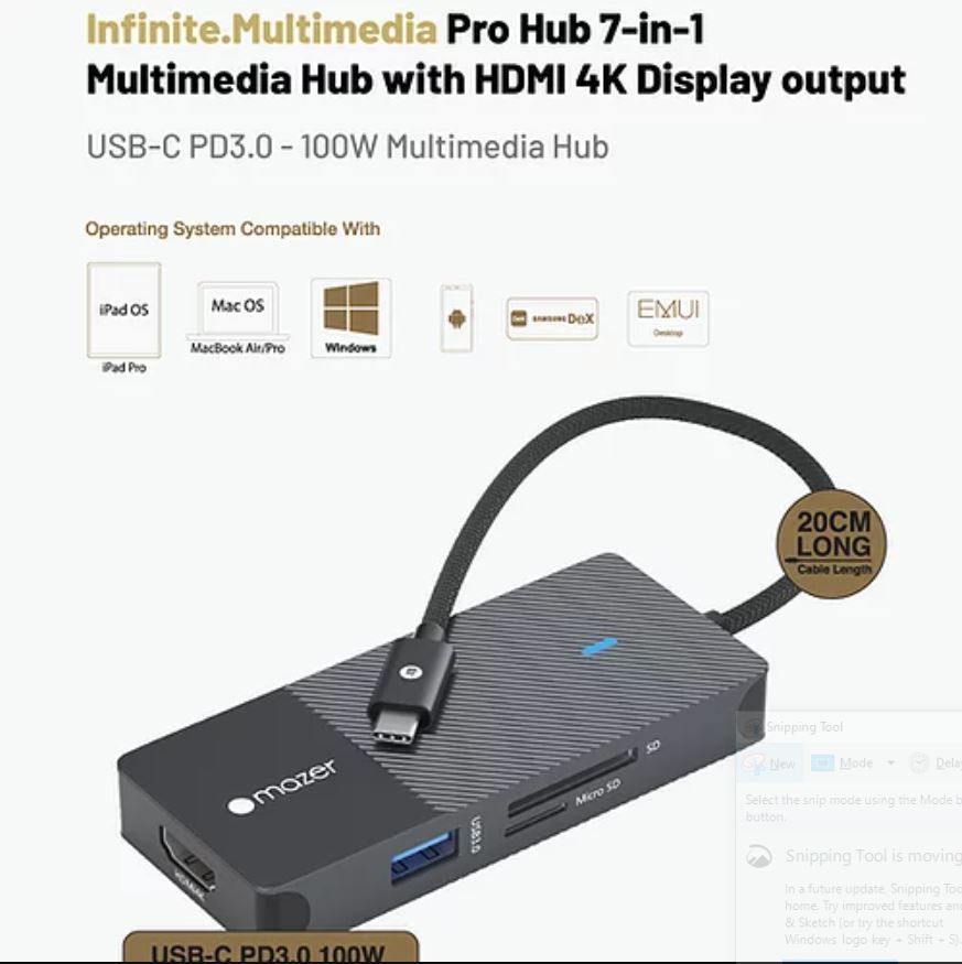 Cổng Chuyển Đổi Mazer Infinite.HUB Pro 7-in-1 USB-C