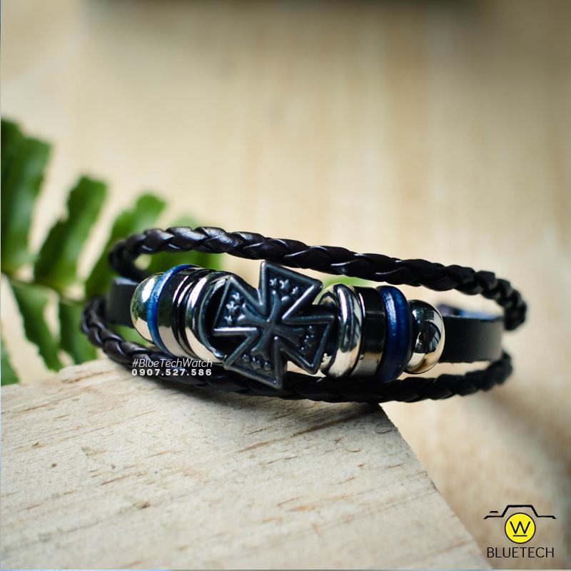 Vòng tay da handmade chữ thập