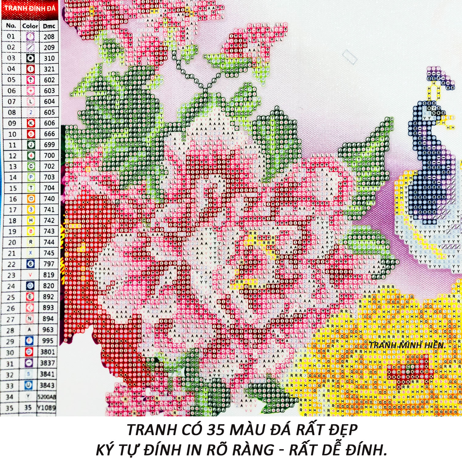 Tranh Đính Đá Tự Làm - Vợ Chồng Vĩnh Kết Đồng Tâm 38 (Kèm Quà Tặng) - Tranh Minh Hiền (TỰ ĐÍNH ĐÁ)