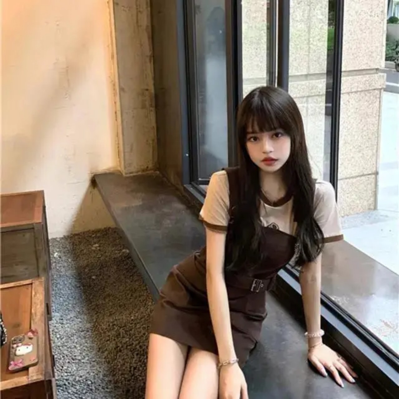 Sét đầm baby tiểu thư dây đeo phong cách mùa xuân