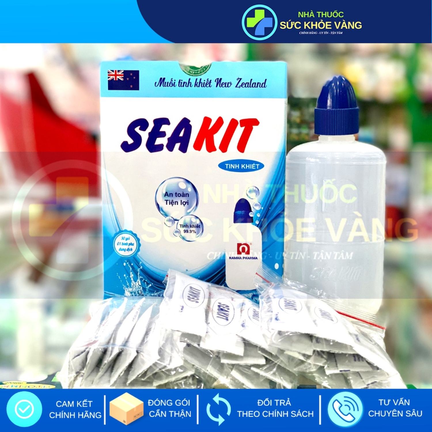 Seakit bộ bình rửa mũi có sẵn 30 gói muối