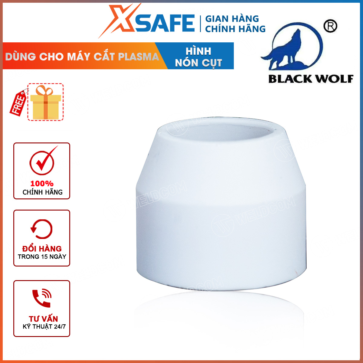Chụp khí P80 Black Wolf dùng cho máy cắt plasma - Chính hãng