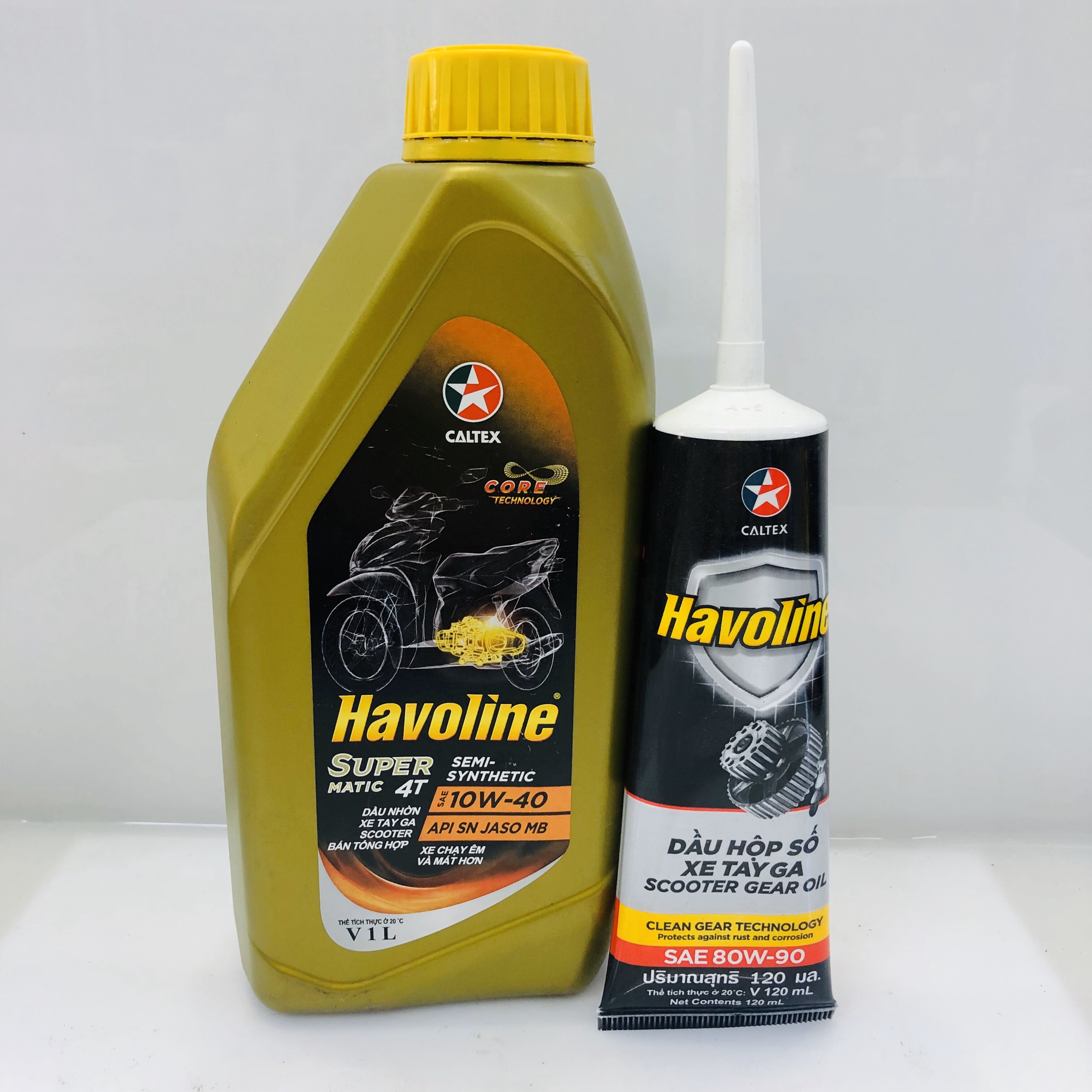 [HCM][COMBO TAY GA] CALTEX SUPER MATIC SEMI 10W40 1L và Hộp số Caltex 120ML