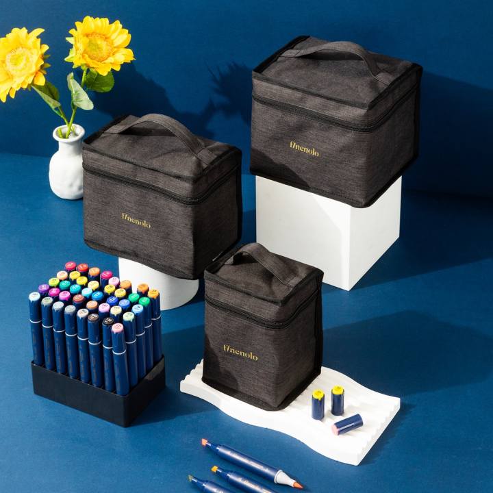 Bút Dạ Marker Chuyên Nghiệp Hai Đầu Deli Kèm Túi Vải Và Đế Họa Cụ Vẽ Tranh Cao Cấp - EC184 - Hình ảnh 6