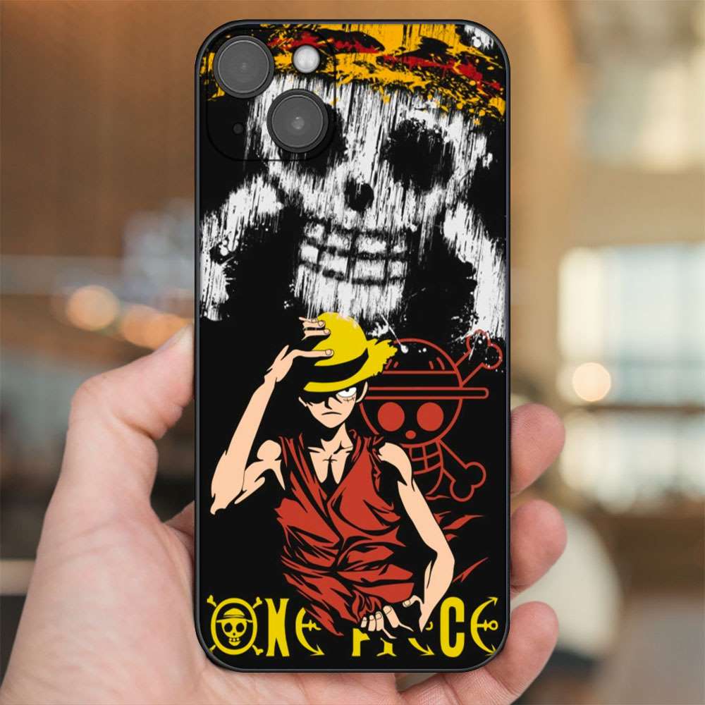 Ốp lưng iPhone 14 Plus dẻo đen cạnh vuông in hình Luffy One Piece