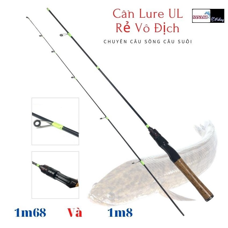 Bộ Cần Câu Máy Lure UL 1m68 1m8, máy kim loại 2000, trọn bộ cần câu máy giá siêu rẻ - SANAMI FISHING