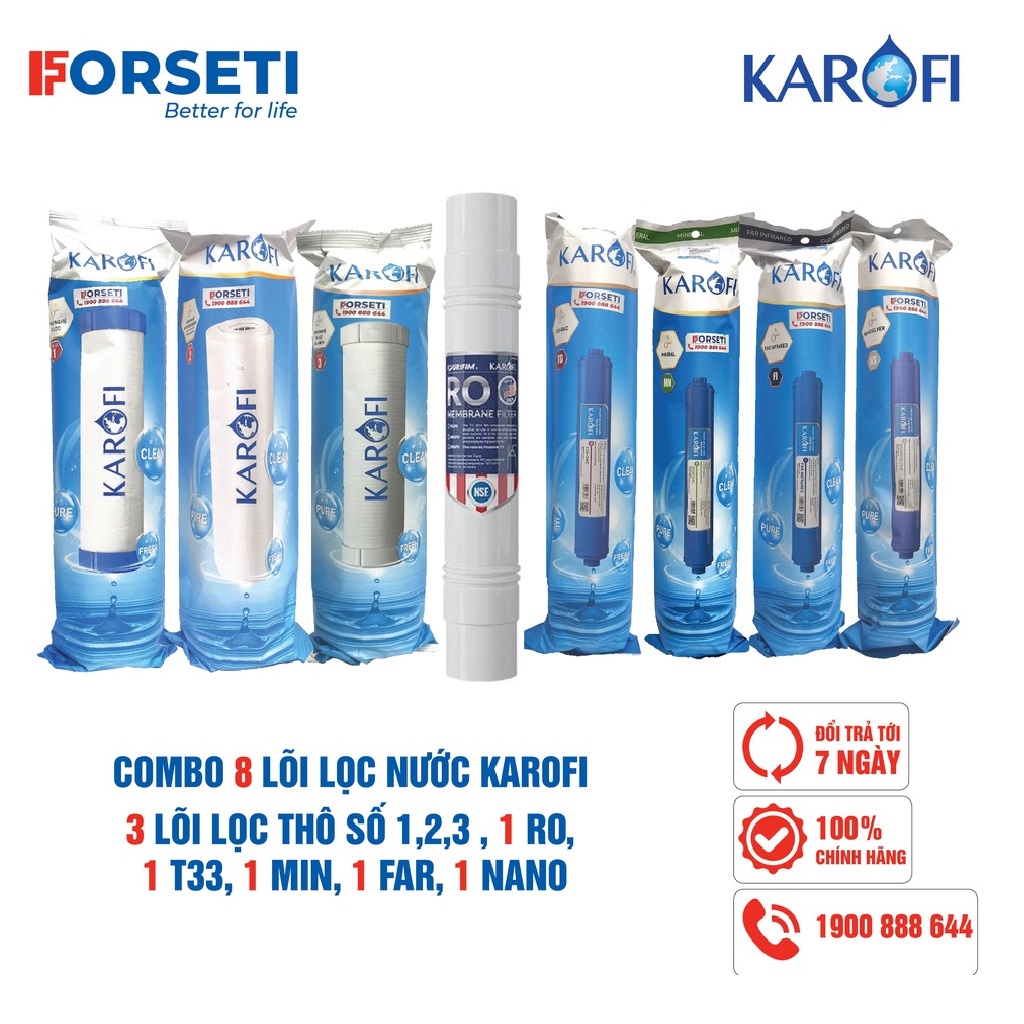 Combo 8 lõi lọc nước Karofi chính hãng dùng cho máy lọc nước Karofi KT-K8I