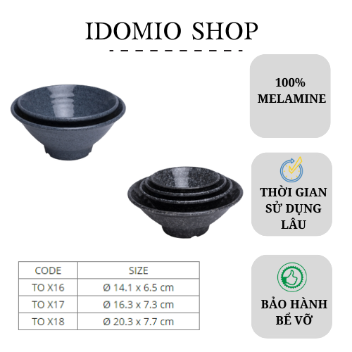 Tô Nhựa Melamine Vân Đá Đen/Xanh