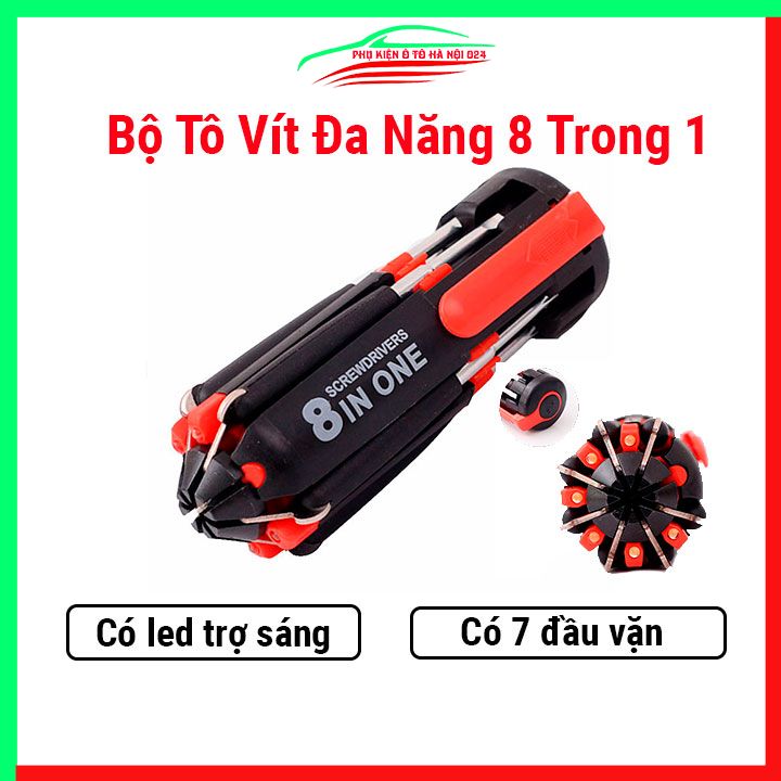 Bộ tô vít đa năng 8 trong 1 kèm đèn chiếu sáng thiết kế nhỏ gọn, tiện lợi trong việc sửa chữa