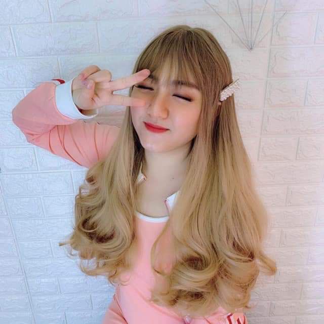 Tóc giả nguyên đầu xoăn 💄 FREESHIP 💄 nguyên đầu xoăn omber vàng tây