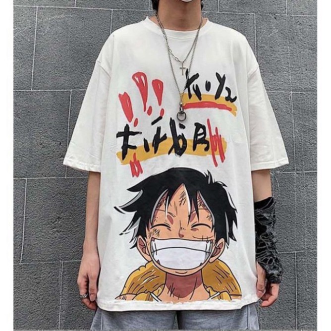 Áo thun, áo phông tay lỡ form rộng oversize anime hoạt hình LUFFY