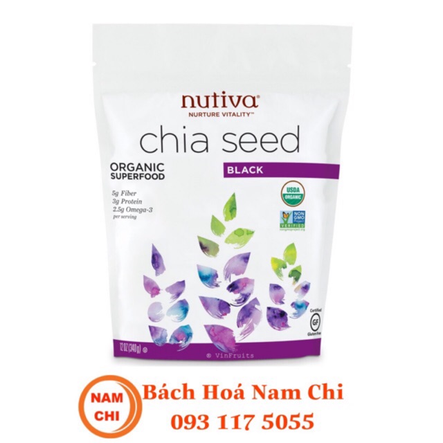 [1 GÓI] Hạt Chia Đen NUTIVA CHIA SEDDS 907g