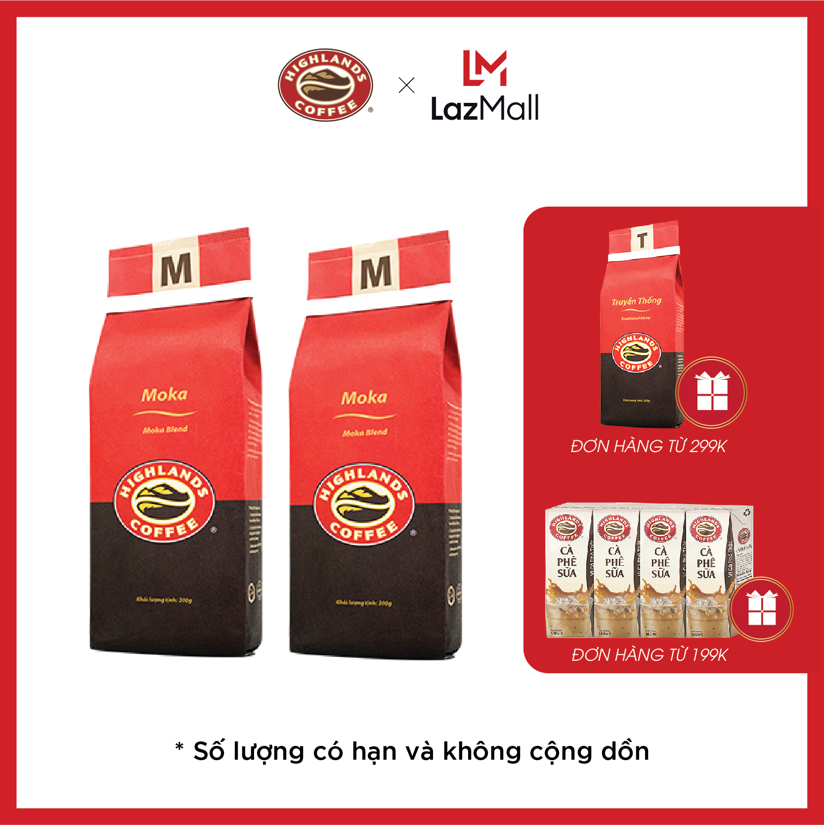 COMBO 2 gói Cà phê rang xay Moka Highlands Coffee 200g  - dòng cà phê cao cấp