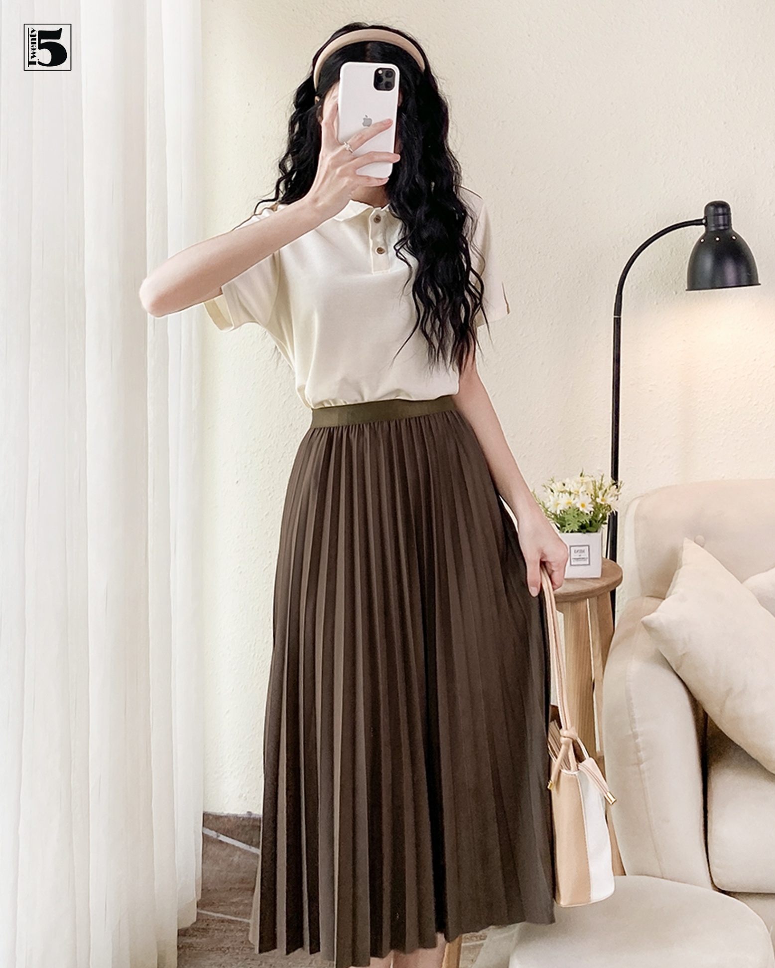 Chân váy dài xếp ly nhỏ Twenty.FIve 5685