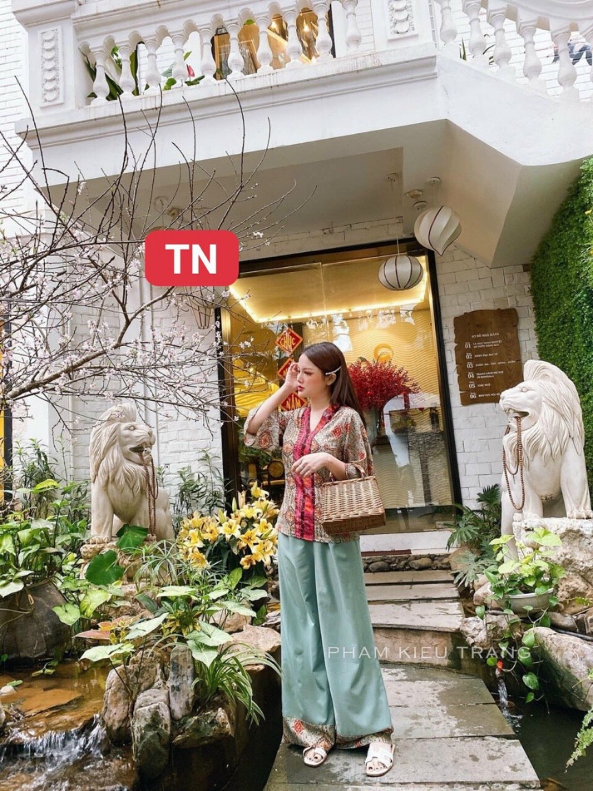 Sét bộ lam lụa thổ cẩm tay dài ống suông HL08