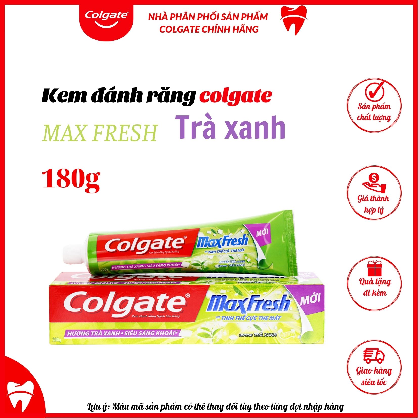 Kem đánh răng Colgate Maxfresh hương trà xanh 180g