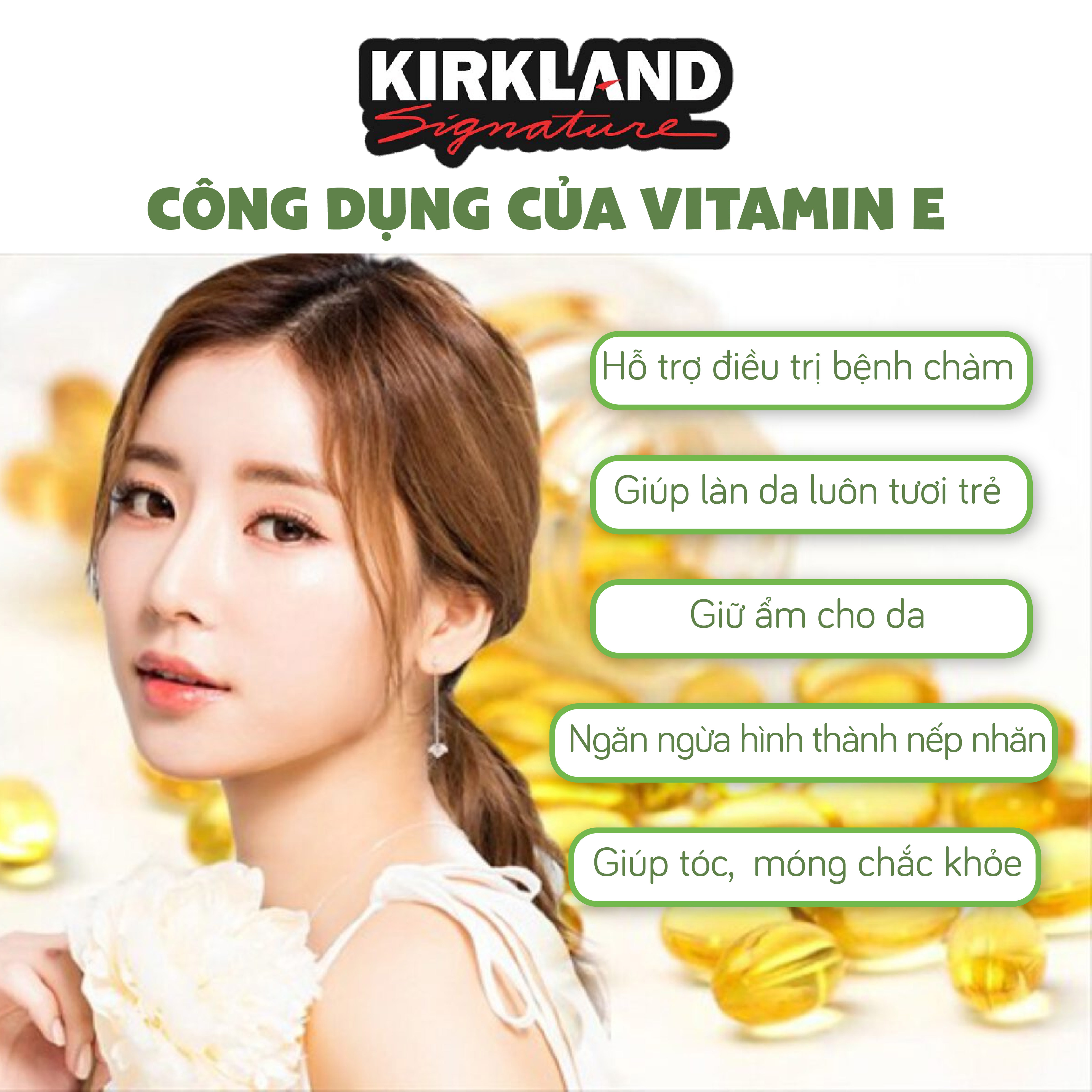 Viên uống bổ sung Vitamin E 400 IU Kirkland Signature giúp làm đẹp da Của Mỹ 500 viên