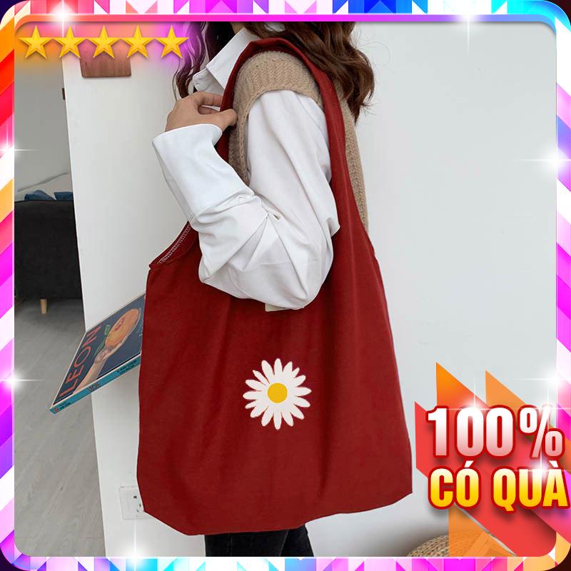 Túi vải tote attitude hoa cúc trắng p1592 - loantay