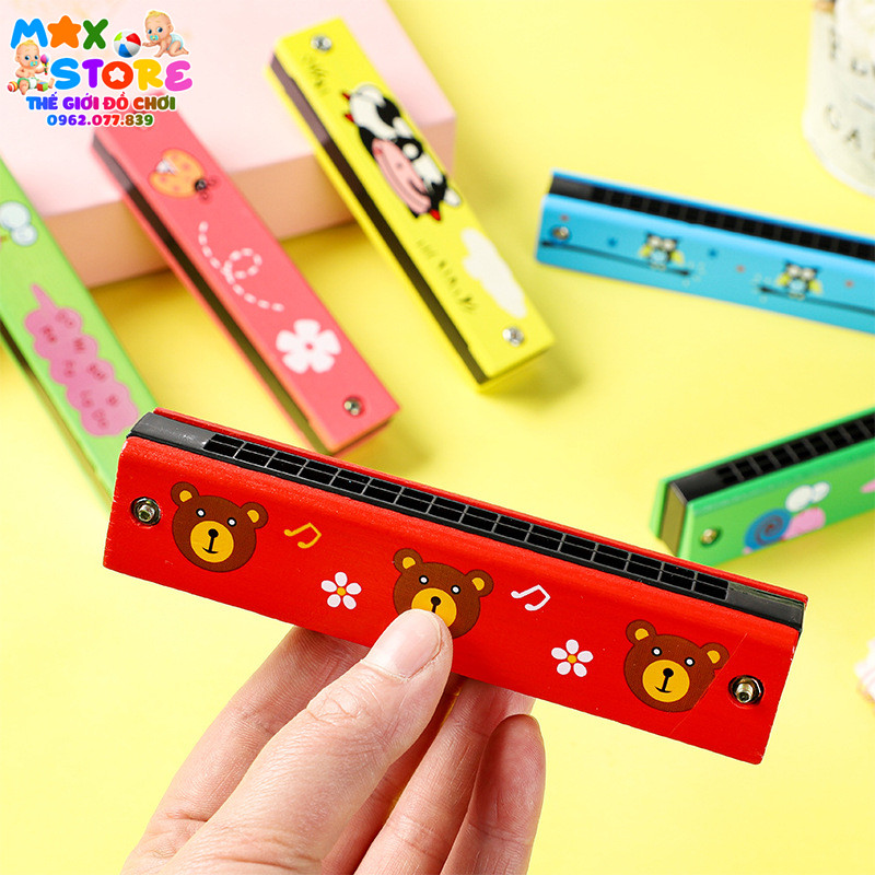 Kèn harmonica gỗ 32 lỗ cho bé hoa văn thú vị giúp bé cảm thụ âm nhạc