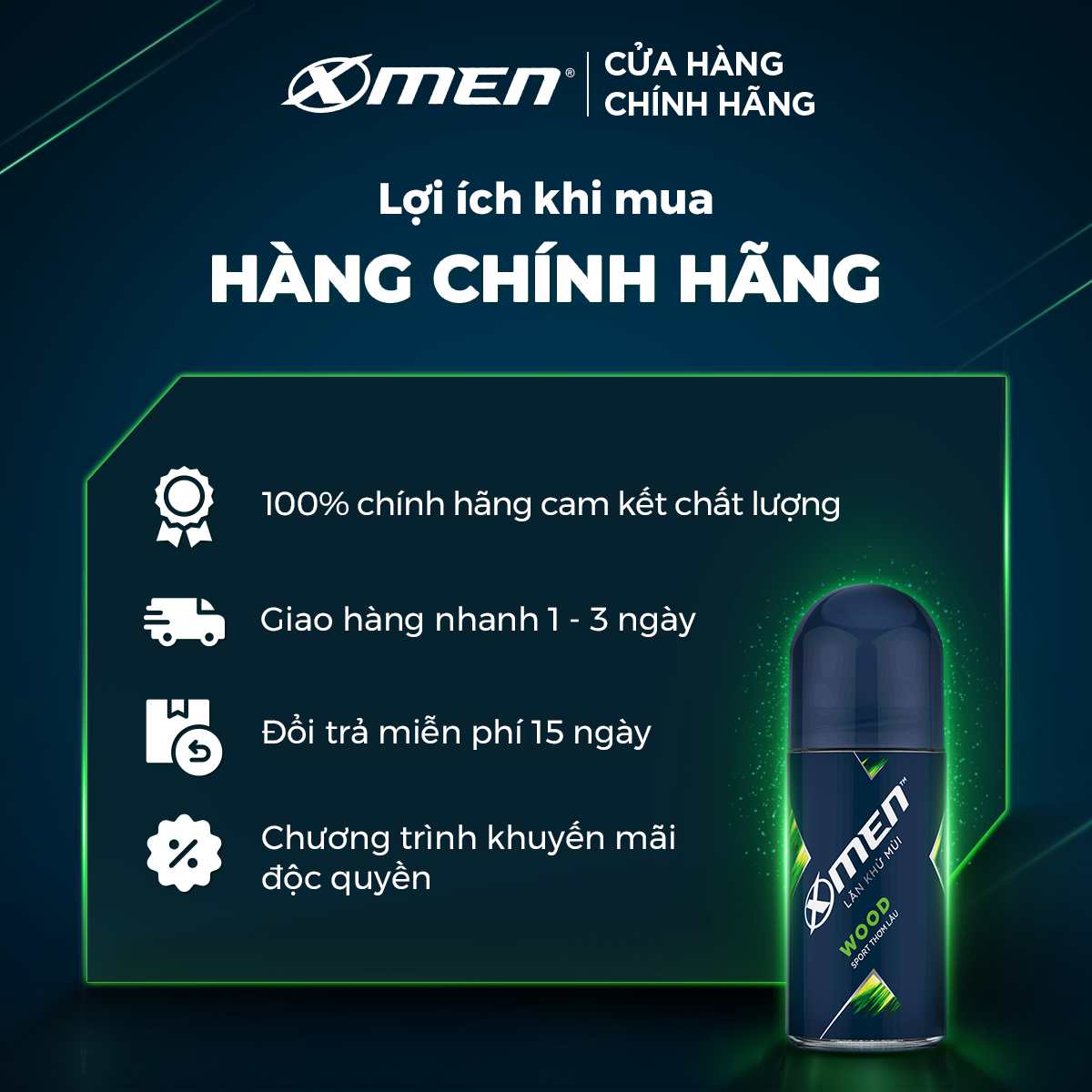 Lăn khử mùi X-men Fire/ Wood 50ml
